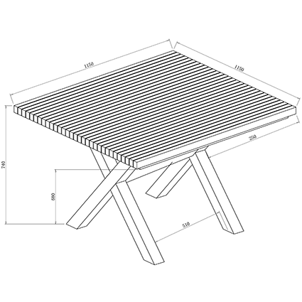 Eden 4 Dining Table dimensions image