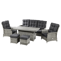 Extra image of Heritage Tuscan 3 Seater Reclining Lounge Sofa with Gas Pump Adjustable Table - Ash / Slate