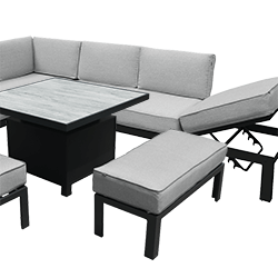 Image of Hartman Apollo Comfort Corner Sofa Set with Adjustable Table, Silver Birch/Pewter