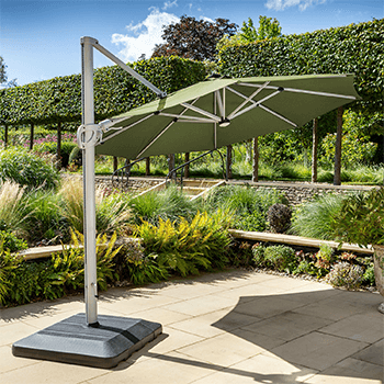 Image of Hartman Caribbean Round Cantilever Parasol with Solar Powered Lights - Moss Green