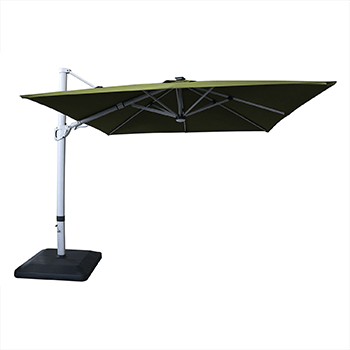 Image of Hartman Caribbean Square Cantilever Parasol with Solar Powered Lights - Moss Green