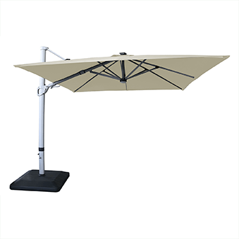 Image of Hartman Caribbean Square Cantilever Parasol with Solar Powered Lights - Natural