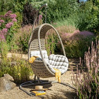 Image of Hartman Heritage Hanging Egg Chair with cushion in Beech / Dove