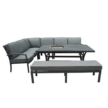 Image of Hartman Rosario Rectangular Corner Sofa Set with 3 Seat Bench in Matt Xerix/Flint