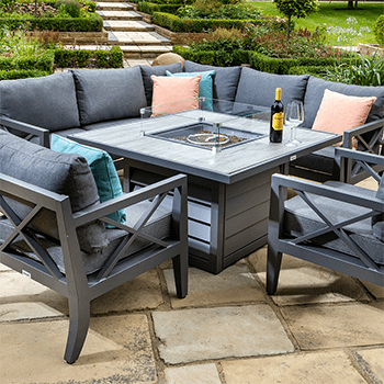 Image of Hartman Sorrento Square Corner Sofa Set with Firepit Table in Xerix/Slate