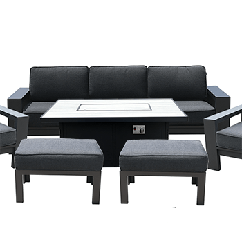 Image of Hartman Titan 3 Seat Lounge Fire Pit Set in Carbon/Nebula - Includes Side Table