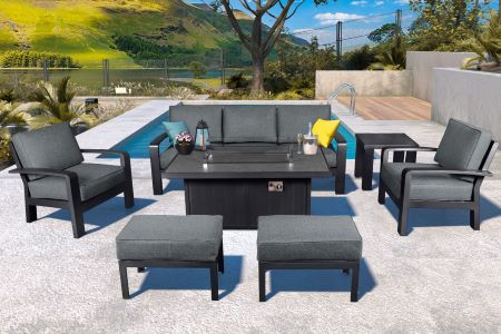 Image of EX DISPLAY / COLLECTION ONLY - Hartman Aurora Lounge Set with Fire Pit Table in Matt Xerix/Zenith