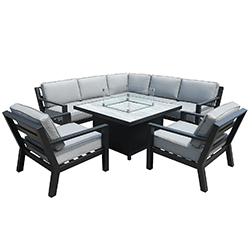 Extra image of Hartman Apollo Square Corner Sofa Set With Lounge Chairs and Fire Pit Table in Carbon/Pewter