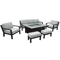 Small Image of Hartman Apollo Lounge Set with Rectangular Fire Pit Table in Carbon/Pewter