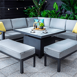 Small Image of Hartman Apollo Square Corner Sofa Set with Adjustable Table in Carbon/Pewter