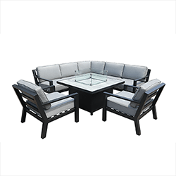 Extra image of Hartman Apollo Square Corner Sofa Set With Lounge Chairs and Fire Pit Table in Carbon/Pewter