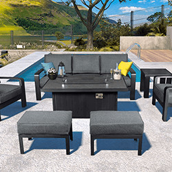 Small Image of Hartman Aurora Lounge Set with Fire Pit Table in Matt Xerix/Zenith