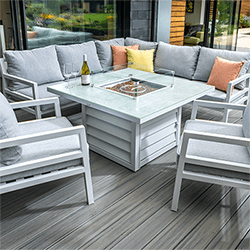 Extra image of Hartman Bari Square Corner Sofa Set with Fire Pit Table in Glacier/Cool Grey
