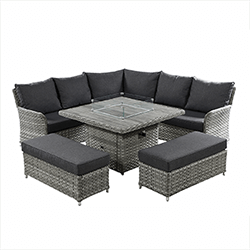 Small Image of Hartman Heritage Grand Square Corner Sofa Set with Gas Fire Pit Table in Ash/Slate