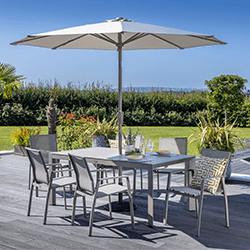 Image of Hartman Rio 6 Seat Rectangular Dining Set in Taupe and Pewter