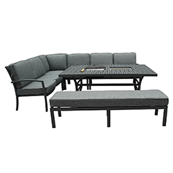 Extra image of Hartman Rosario Rectangular Corner Sofa Set with 3 Seat Bench in Matt Xerix/Flint