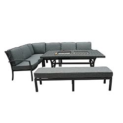 Extra image of Hartman Rosario Rectangular Corner Sofa Set with 3 Seat Bench in Matt Xerix/Flint