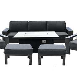 Small Image of Hartman Titan 3 Seat Lounge Fire Pit Set in Carbon/Nebula - Includes Side Table