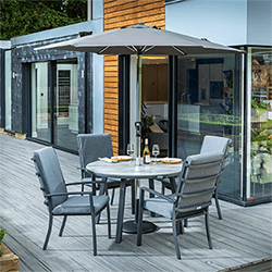 Small Image of Hartman Vienna 4 Seat Round Dining Set in Xerix/Slate