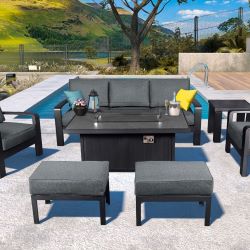 Small Image of Hartman Aurora Lounge Set with Fire Pit Table in Matt Xerix/Zenith
