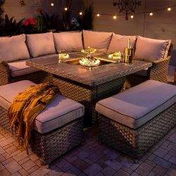 Extra image of Hartman Heritage Grand Square Corner Sofa Set with Gas Fire Pit Table in Beech/Dove