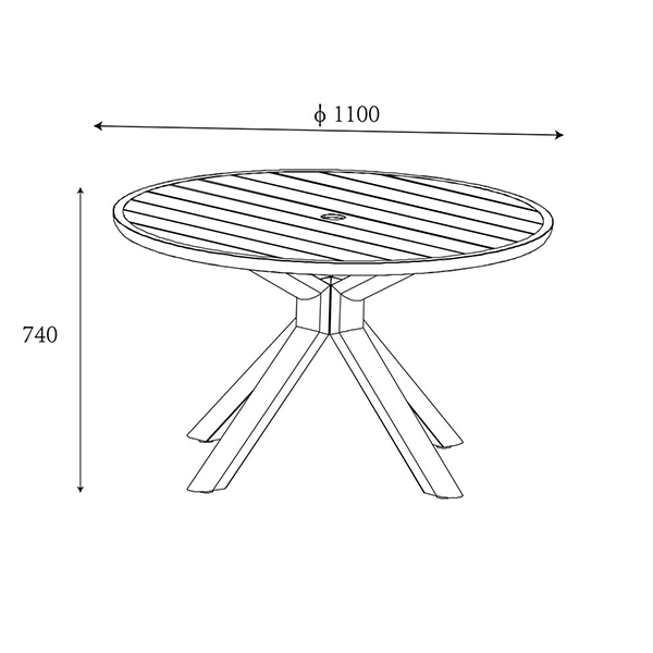 Sahara 4 seat Table dimensions image
