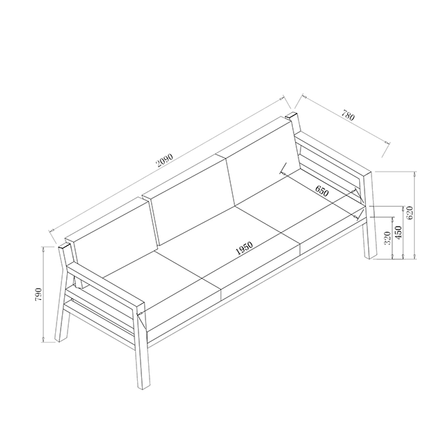 Lounge Sofa dimensions image