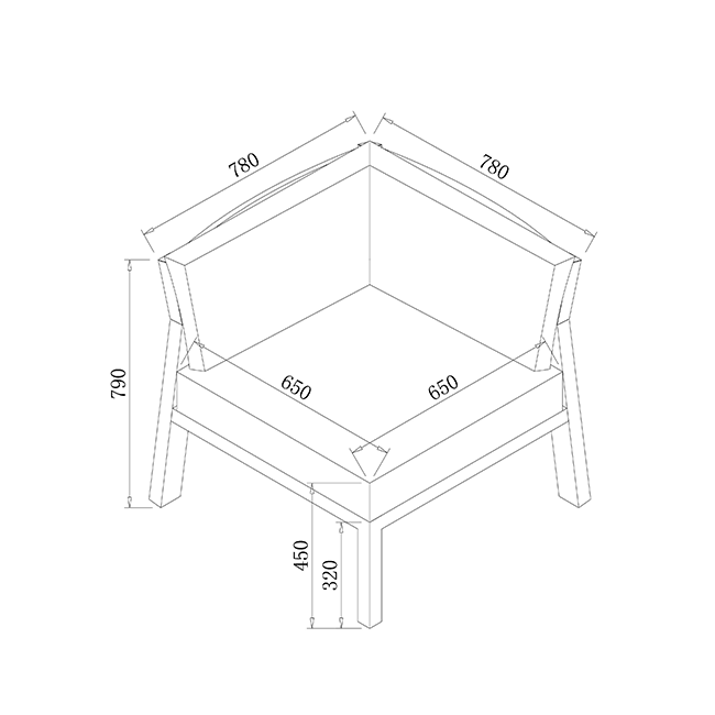 Corner Chair dimensions image