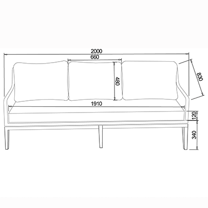 Arley 3 seat sofa dimensions image