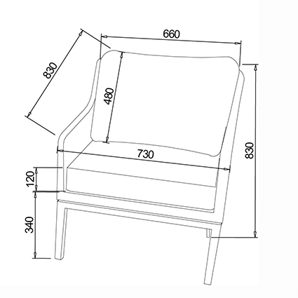 Arley lounge chair dimensions image