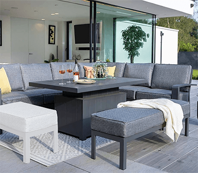 Image of Hartman Aurora Rectangular Corner Sofa Set with Adjustable Table - Matt Xerix/Zenith