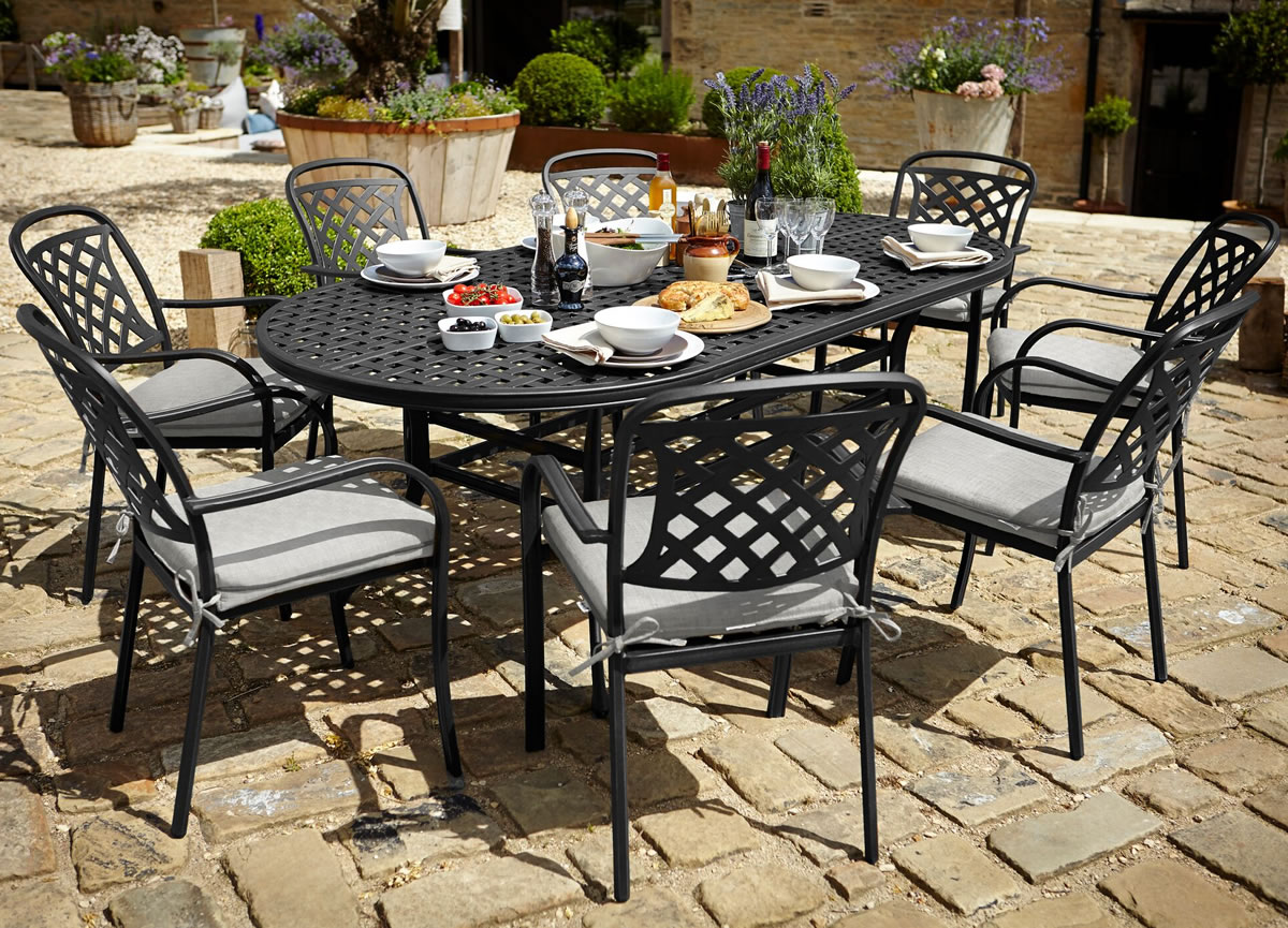 Berkeley Cast Aluminium Oval 8 Seater Garden Dining Set 