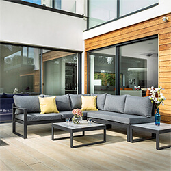 Image of EX-DISPLAY / COLLECTION ONLY - Hartman Vienna Square Corner Sofa Lounge Set  with Integrated Lounger in Xerix / Slate