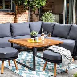 Small Image of Hartman Eden Square Casual Dining Set - Carbon/Noir Rope/Acacia Wood