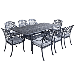 Extra image of Hartman Amalfi 8 Seater Rectangular Dining Set in Antique Grey / Platinum - NO PARASOL