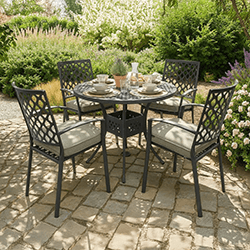 Image of Hartman Avebury 4 Seat Dining Set in Antique Moss / Wheatgrass - No Parasol