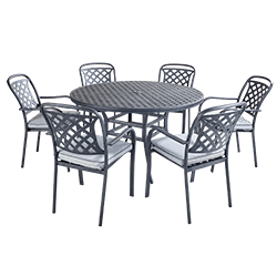 Extra image of Hartman Berkeley 6 Seat Round Dining Set in Antique Grey / Platinum