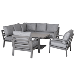 Extra image of Hartman Rio Square Corner Set with Adjustable Table and Lounge Chairs in Taupe and Pewter