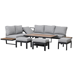 Extra image of Hartman Sonas Rectangular Platform Corner Sofa Set with Gas Pump Adjustable Table in Matt Xerix / Haze