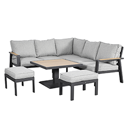 Extra image of Hartman Sonas Square Corner Sofa Set with Gas Pump Adjustable Table in Matt Xerix / Haze