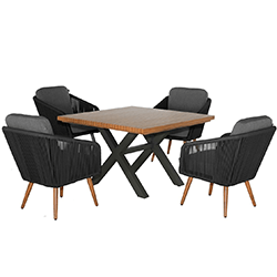 Extra image of Hartman Eden 4 Seat Square Dining Set in Carbon / Noir