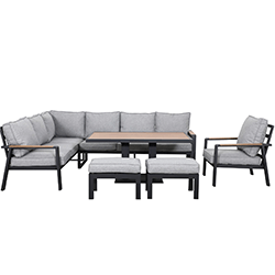 Extra image of Hartman Sonas Rectangular Corner Sofa Set with Gas Pump Adjustable Table in Matt Xerix / Haze