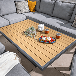 Extra image of Hartman Sonas Rectangular Corner Sofa Set with Gas Pump Adjustable Table in Matt Xerix / Haze