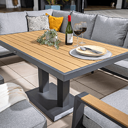 Extra image of Hartman Sonas Rectangular Corner Sofa Set with Gas Pump Adjustable Table in Matt Xerix / Haze