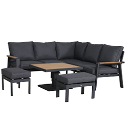 Extra image of Hartman Sonas Square Corner Sofa Set with Gas Pump Adjustable Table in Matt Xerix / Harris