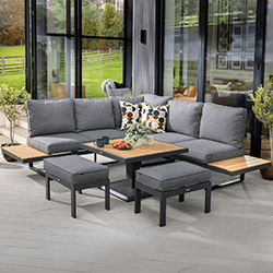 Extra image of Hartman Sonas Rectangular Platform Corner Sofa Set with Gas Pump Adjustable Table in Matt Xerix / Harris
