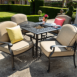 Small Image of Hartman Amalfi 4 Seat Square Lounge Set with Fire Pit in Bronze/Amber