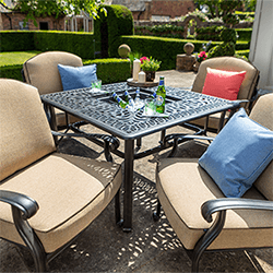 Extra image of Hartman Amalfi 4 Seat Square Lounge Set with Fire Pit in Bronze/Amber
