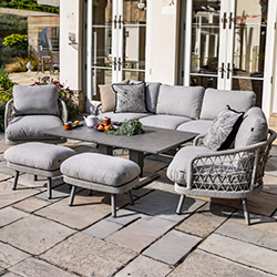 Image of Hartman Aries 3-Seat Lounge Set with Adjustable Table in Taupe and Moon