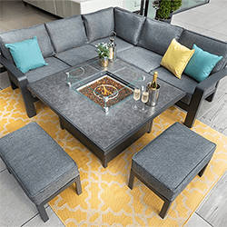 Extra image of Hartman Aurora Square Corner Sofa Set with Fire Pit Table and Benches  - Xerix/Zenith